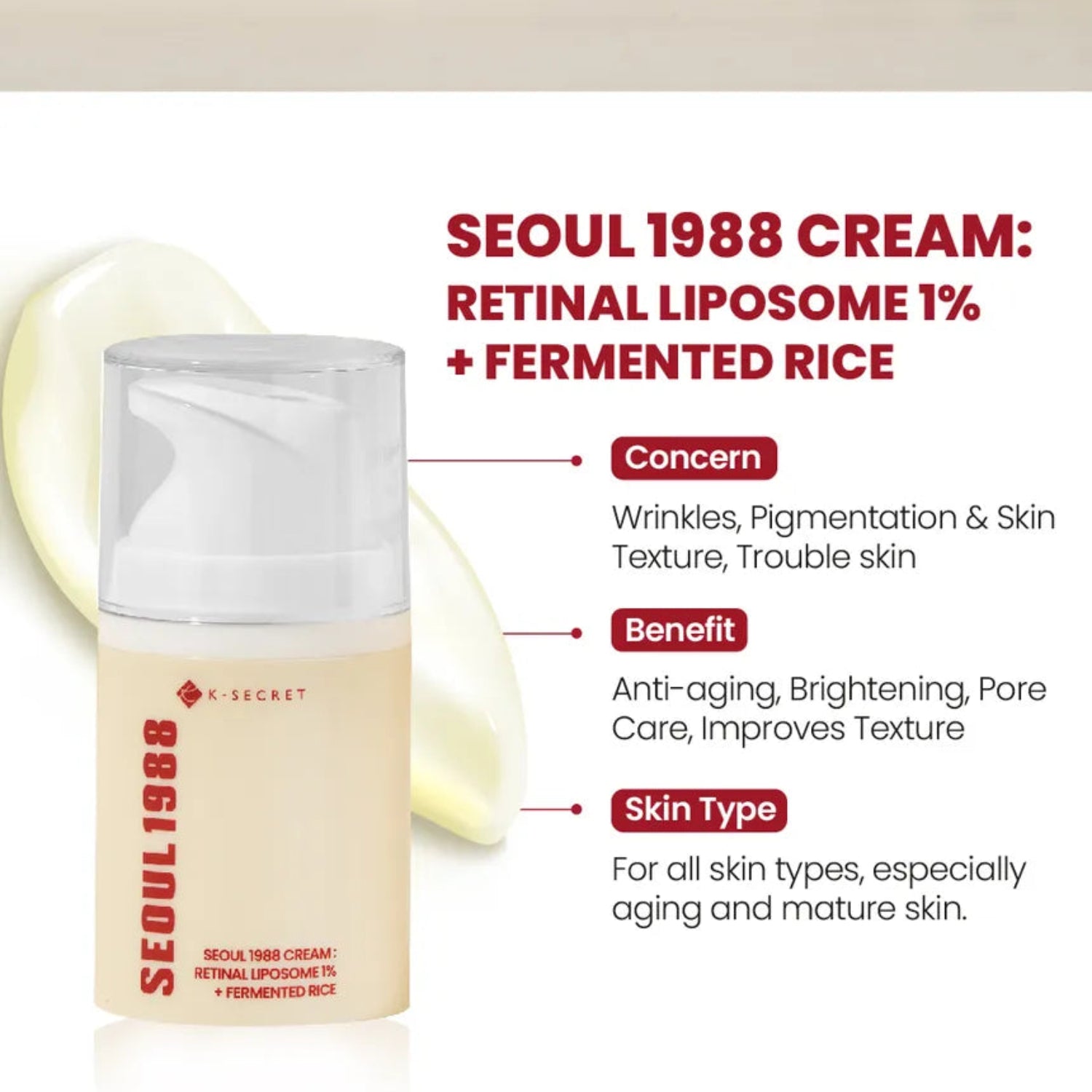 SEOUL 1988 Cream: Retinal Liposome 1% + Fermented Rice